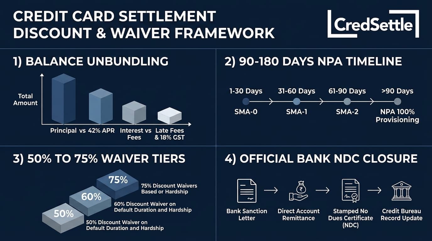 Credit Card Settlement Discount & Waiver Framework Infographic