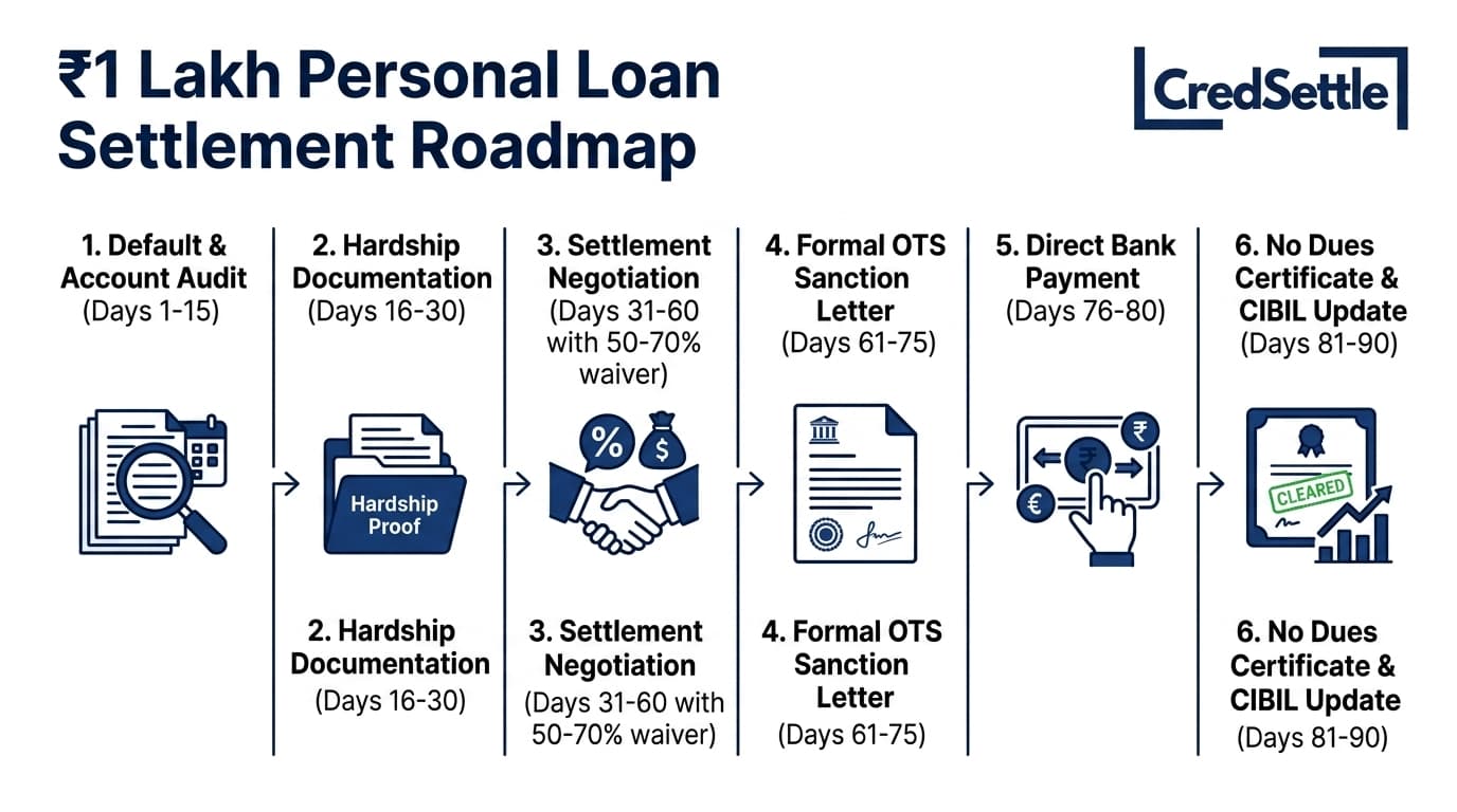 1 Lakh Personal Loan Settlement Roadmap and Process Flow Diagram India