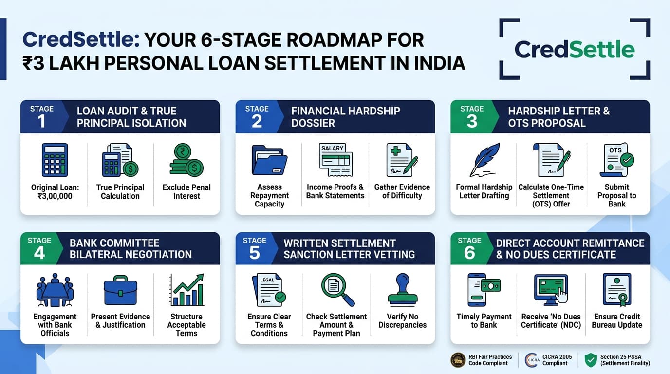 3 Lakh Personal Loan Settlement Roadmap and Process Flow Diagram India