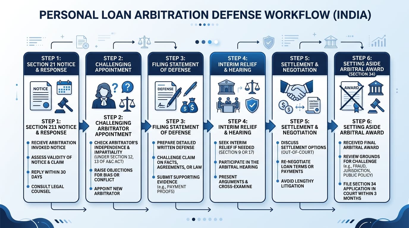 Personal Loan Arbitration Defense Workflow Diagram India