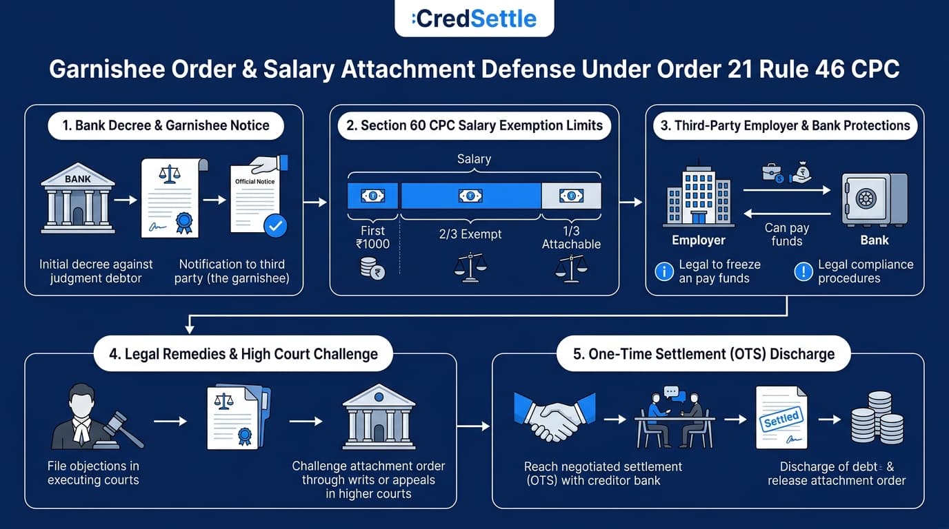 Garnishee Order Bank Account Freeze and Salary Attachment Legal Defense Infographic