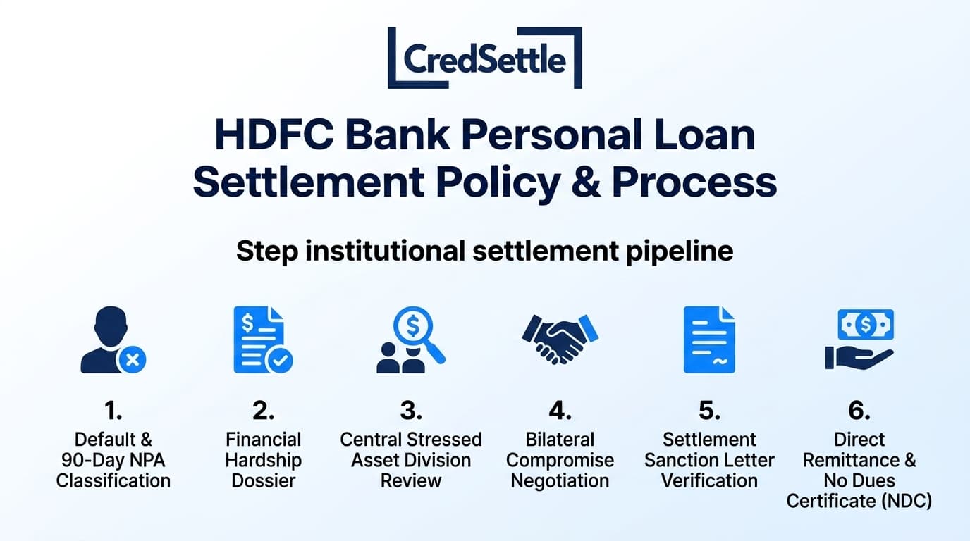 HDFC Bank Personal Loan Settlement Policy and 6-Stage Process Flowchart