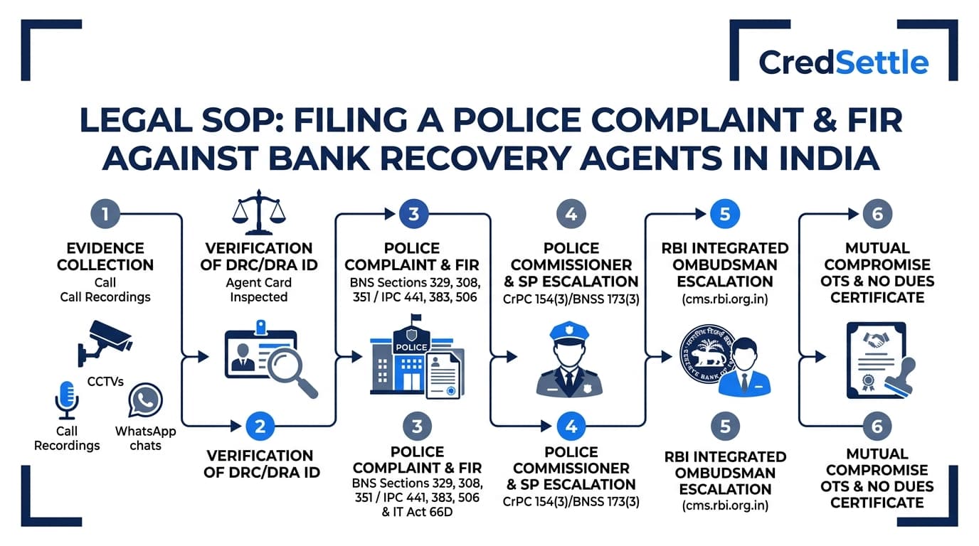 Legal SOP Filing Police Complaint Against Bank Recovery Agents Infographic