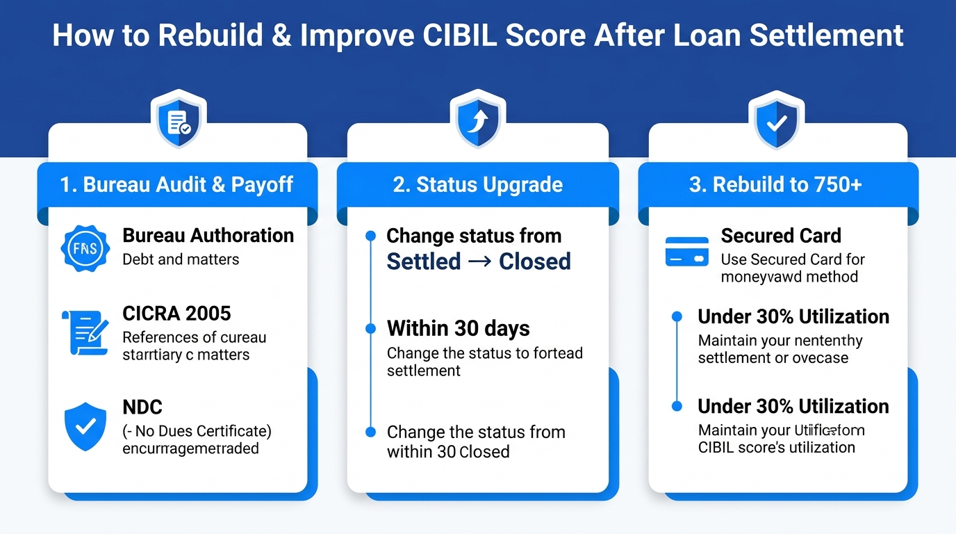 How to Rebuild and Improve CIBIL Score After Loan Settlement Infographic